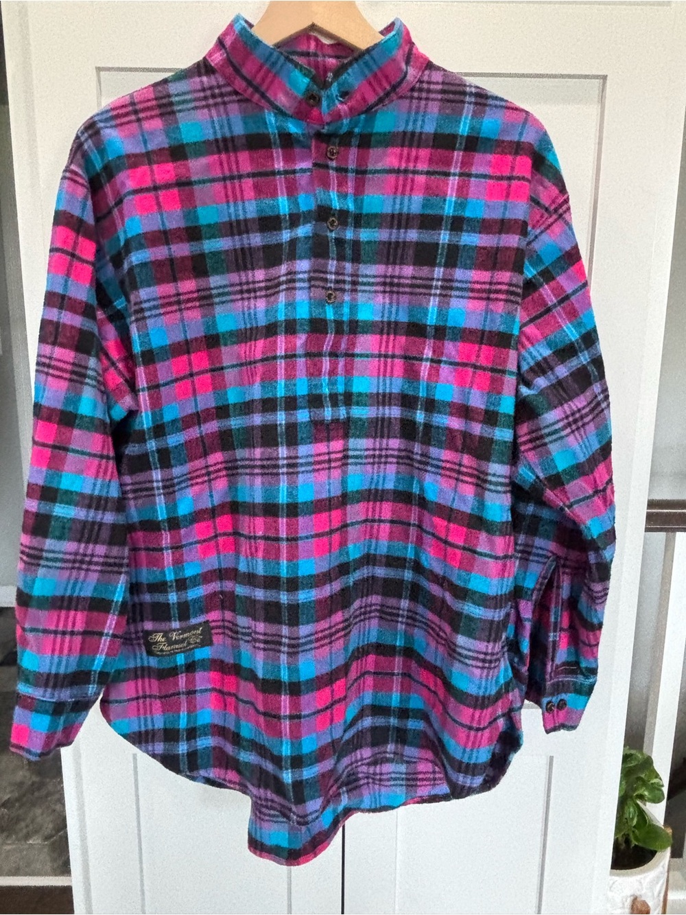 The Vermont Flannel Co. Plaid Shirt in Hot Pink, Teal & Black- Small